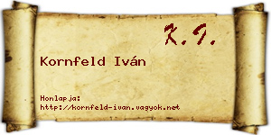 Kornfeld Iván névjegykártya