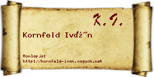 Kornfeld Iván névjegykártya